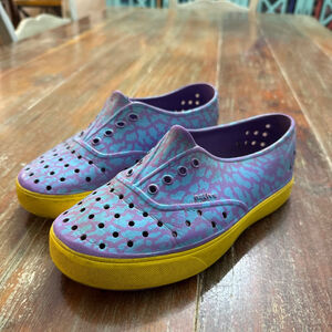 Native Water Shoes J2 Purple Yellow Blue Leopard Print Summer Play Shoes Girls